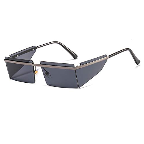 JXZPL Gafas de Sol Pequeñas Gafas de Sol sin llanta de Montura Mujeres Punk Square Sunglasses Hombres Eyewear Retro Rectángulo Glasses UV400 (Lenses Color : C2 Gun Black)