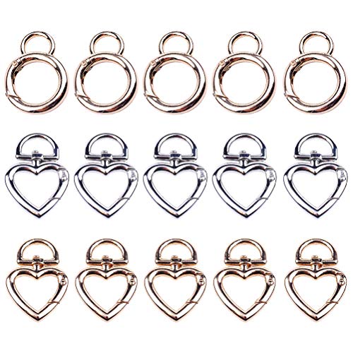 KESYOO 15 Piezas de aleación de Zinc DIY Llavero Accesorios Llavero Hebilla Llavero Colgante Anillo decoración (corazón Plata + corazón Dorado + Redondo Dorado) KESYOO 15 Piezas de aleación de Zinc DIY Llavero Accesorios Llavero Hebilla Llavero Colgante Anillo decoración (corazón Plata + corazón Dorado + Redondo Dorado)