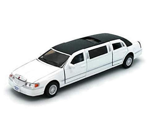 Kinsmart 1/38 Scale Diecast 1999 Lincoln Town Car Stretch Limousine in Color White by
