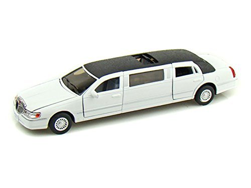 Kinsmart 1/38 Scale Diecast 1999 Lincoln Town Car Stretch Limousine in Color White by Kinsmart