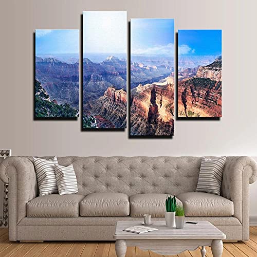KOPASD Art Impresión Lienzo，Tamaño Grande， Grand Canyon Mirando el Paisaje de la llanta Norte -160x100cm Diseño Profesiona/4pcs（Sin Marco）
