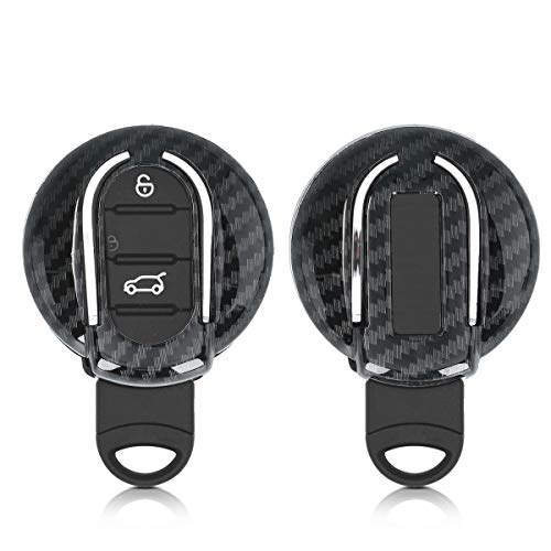 kwmobile Funda Compatible con Mini Llave de Coche Smart Key de 3 Botones - Carcasa Dura para Llave de Coche Mando de Auto - Carbono Negro