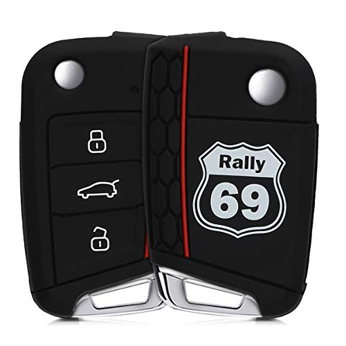 kwmobile Funda Compatible con VW Golf 7 MK7 Llave de Coche de 3 Botones - Carcasa Protectora Suave de Silicona - Rally 69