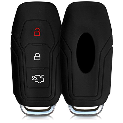 kwmobile Funda de Silicona Compatible con Ford Llave de Coche MyKey de 3 Botones (Key Free) - Carcasa Suave de Silicona - Case Mando de Auto Negro