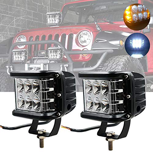 LED Side Shooter Pods Light, 45W Luces Estroboscópicas de Cubo de Emergencia para Coche 12 Vainas Luz LED Antiniebla Lateral Lámpara de Trabajo para Jeep ATV SUV Camión Barco (2PCS)
