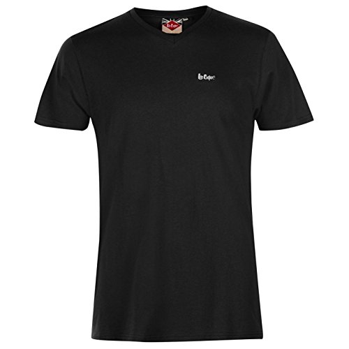 Lee Cooper Hombre Essentials Camiseta Cuello Pico Negro S