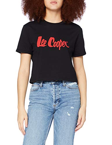 Lee Cooper LC Cropped tee Camiseta, Negro, S para Mujer