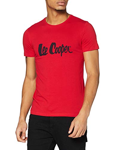 Lee Cooper tee Camiseta con Logo, Rot, S para Hombre
