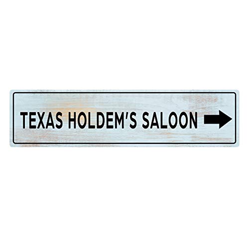 Letrero de pared colgante de Texas Holem' Saloon direccional de metal, rústico vintage de metal, decoración para sala de estar, dormitorio, boda, 8 x 30 cm