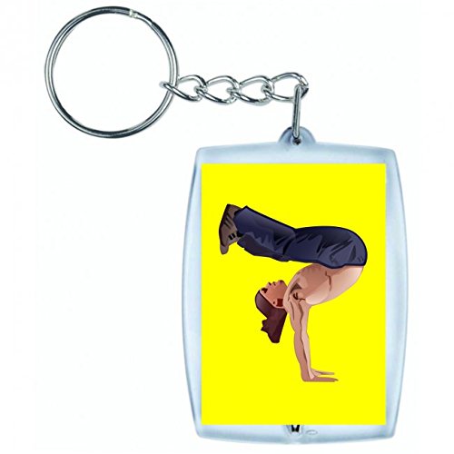 'Llavero "breakdance de B boying de brechen de gimnasia de muñeco de entrenamiento de fitness de ejercicio de entrenamiento de los deportes de atleta de Jung en blanco y negro de color azul de rosa de amarillo de color rojo de verde | Keyring – Funda colg
