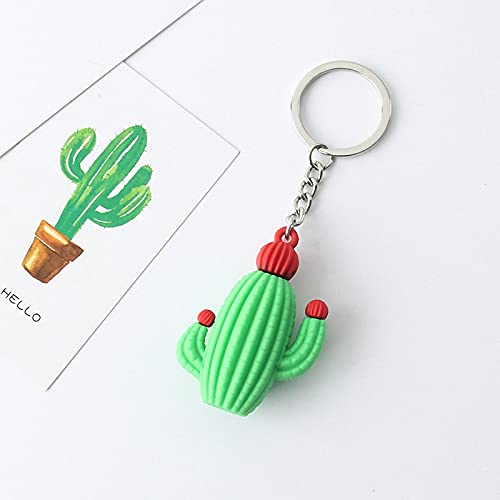 Llavero personalizado con diseño de cactus en 3D, diseño de plantas verdes y macetas, para mujeres, niñas, llavero de regalo, para decoración de pareja (color: 03)