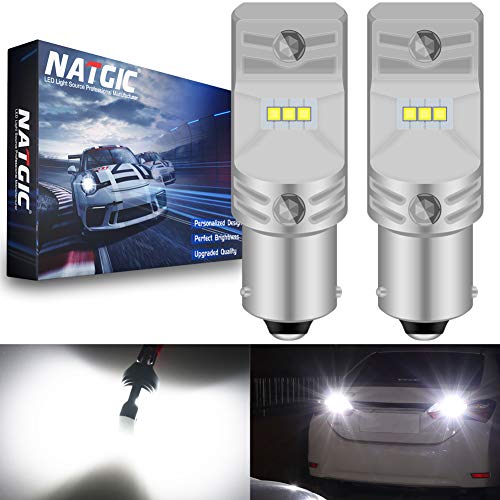 NATGIC BAU15S PY21W 7507 Bombillas LED Xenon White 1700LM CSP Chips para luz de estacionamiento de luz de Freno de Cola Luz de posición Lateral, 12V-24V (Paquete de 2)