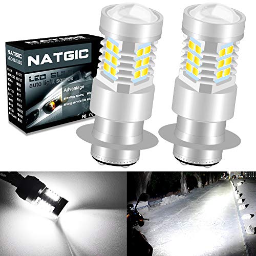 NATGIC P15D H6M Bombillas de luz antiniebla led Xenon White 21 - EX 2835 Chipsets SMD con proyector de Lentes para Luces de circulación diurnas de Luces antiniebla, 10-16 V (Paquete de 2)