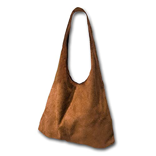 O´LANG - Bolso Shopper de Mujer Grande para colgar del Hombro, de Gran Capacidad Totalizador, realizado en Piel vuelta, Multifuncional. Consta de monedero interior,- Camel Beige