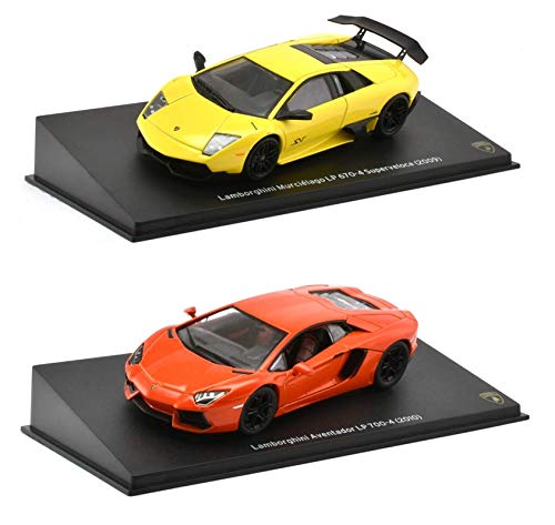 OPO 10 - Lote de 2 Coches 1/43 Ixo Compatible con Lamborghini: Aventador LP 700-4 + Murcielago LP 670-4 Superveloce (02 + 03)