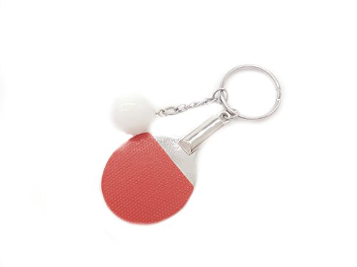 Palas de ping pong de mesa en color rojo y pelota llavero de metal | regalo | hombres | deporte | rojo
