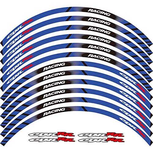 Pegatina de rueda de motocicleta 17 pulgadas adhesivos reflectantes llanta cinta de coche estilo para Honda CBR HRC REPSOL (azul)