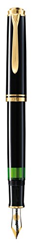 Pelikan Pluma estilográfica de lujo de gama alta linea M400 Souveraen, cuerpo negro, dos tonos de oro plumín EF - 985473