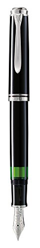 Pelikan Pluma estilográfica de lujo de gama alta linea M805 Souveraen, cuerpo negro, dos tonos de plata plumín M - 925578