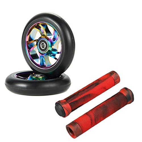 QXYOGO Ruedas Patinete 2pcs Reemplazo de 100 mm STUNC Scooter Wheels Rodamiento Scooter Ruedas con Stunt Scooter Freestyle Agarras 1 (Color : Black with Red)