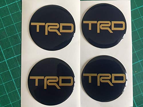 SCOOBY DESIGNS Pegatinas para Toyota TRD de aleación para centro de rueda, 4 unidades, para SUPRA MR2, CELICA azul y dorado Motorsport (60 mm)