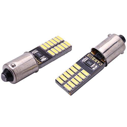 Senmubery 8 Piezas Bombilla De Coche Canbus Libre De Error Ba9S T4W H6W Led Blanco 4014 24Smd 4.8W Led Lámpara Luz Automotriz 12V Estacionamiento 57 233 W6W T11