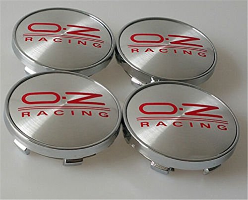 Set Of 4 oz Racing Alloy - Cilindro de insignias de centro hub Caps 60 mm rojo emblema logo O.Z (60 mm)