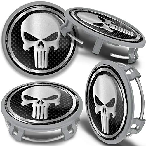SkinoEu 4 x 75mm Tapas de Rueda de Centro Centrales Llantas Aluminio Tapacubos Compatibles con Mercedes Benz B66470207 / B66470200 Plata Gris Cráneo Punisher CMS 10 SkinoEu 4 x 75mm Tapas de Rueda de Centro Centrales Llantas Aluminio Tapacubos Compatibles con Mercedes Benz B66470207 / B66470200 Plata Gris Cráneo Punisher CMS 10
