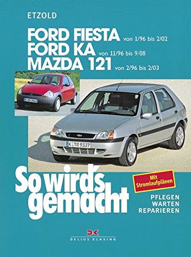 So wird's gemacht. Ford Fiesta/-Courier, Ford KA, Mazda 121: Benziner 1,25 l/55 kW (75 PS) ab 1/96. 1,3 l/37 kW (50 PS) ab 1/96. 1,3 l/44 kW (60 PS) ... (60 PS) ab 1/96. 1,8 l/55 kW (75 PS) ab 3/00