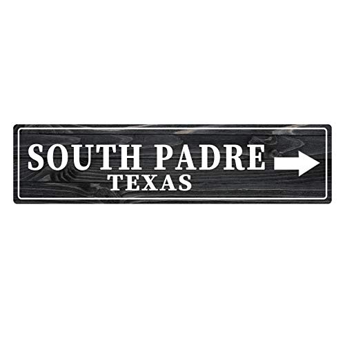 South Padre, letrero de metal direccional de Texas, letrero rústico vintage de metal, para colgar en la pared, 8 x 30 cm