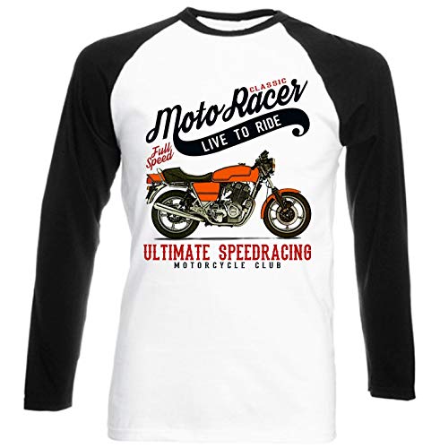 Teesandengines Laverda jota 1000 Classic Moto Racer Ultimate Speed Racing Camiseta de Mangas Negra largas T-Shirt Size Large