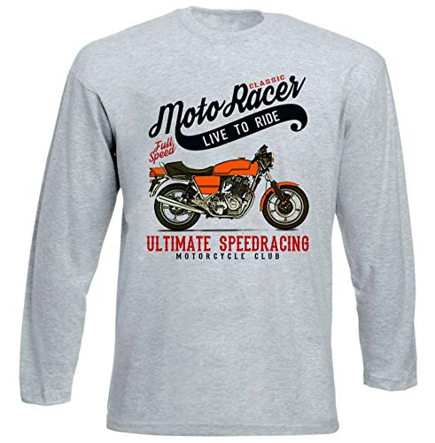 Teesandengines Laverda jota 1000 Classic Moto Racer Ultimate Speed Racing Tshirt de Manga Larga Gris para Hombre Size Xlarge