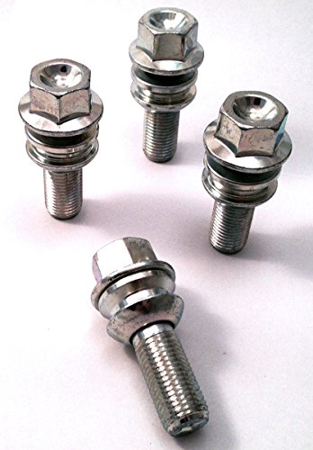 Tornillos de aleación para llanta, chapado en zinc M14x1.5 (M14 x 1.5) Radius Seat Doble Arandela, 19 mm hexagonal, 37 mm de longitud de rosca. Juego de 4 tornillos de rueda (AU001)