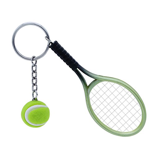 TOYMYTOY Llavero de las raquetas de tenis, llavero verde del deporte de la novedad, regalos pendientes de la mini pelota de tenis