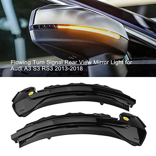 Un par de luces LED dinámicas intermitentes laterales de espejo retrovisor para Audi A3 S3 RS3 8V (carcasa negra)