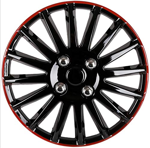 Universal Tapacubos Set 14 Pulgadas Ruedas De Acabado De Coches Piezas LLANTAS Covers Red Rim Aleación Negro Look Universal Para La Mayoría De Los Vehículos Retro Accesorios Modificados, Juego De 4 Universal Tapacubos Set 14 Pulgadas Ruedas De Acabado De Coches Piezas LLANTAS Covers Red Rim Aleación Negro Look Universal Para La Mayoría De Los Vehículos Retro Accesorios Modificados, Juego De 4
