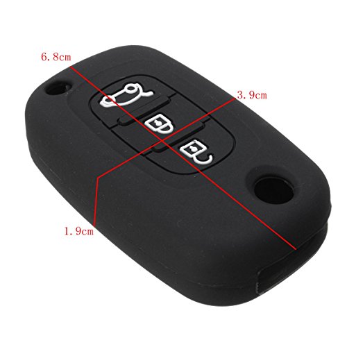 Viviance 3 Botones De Silicona Tapa De La Cubierta Clave Caso Fob para Renault Clio Megane Kangoo Modus Fluence Master Scenic Lada Vesta Granta Sedan Sport Mercedes Benz Smart Fortwo Forfour - Negro Viviance 3 Botones De Silicona Tapa De La Cubierta Clave Caso Fob para Renault Clio Megane Kangoo Modus Fluence Master Scenic Lada Vesta Granta Sedan Sport Mercedes Benz Smart Fortwo Forfour - Negro