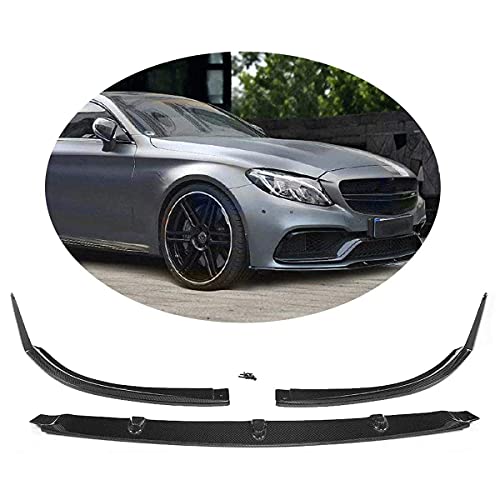 YMSHD Apto para Mercedes para Benz Clase C W205 C205 C63 Amg 2 Puertas 2015 2016 2017 2018 Fibra de Carbono CF alerón de Barbilla Frontal Divisor de Parachoques Labio Delantero 3 uds. / Colo