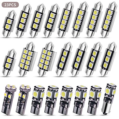 YnGia Bombilla LED para luz interior de coche, 23 piezas Canbus Juego de bombillas LED SMD sin errores para el interior del coche Domo Mapa Luces de matrícula Festoon C5W T10 Xenon-White YnGia Bombilla LED para luz interior de coche, 23 piezas Canbus Juego de bombillas LED SMD sin errores para el interior del coche Domo Mapa Luces de matrícula Festoon C5W T10 Xenon-White