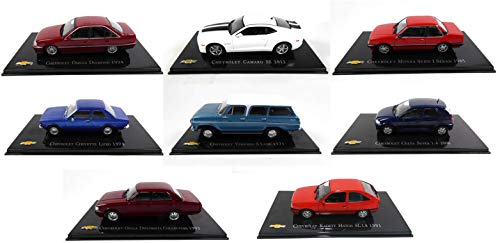 - Lote de 8 Coches 1/43 Compatible con Chevrolet: Chevette Opala Monza Celta Camaro Kadett Omega Veraneio (Ref: 6043)