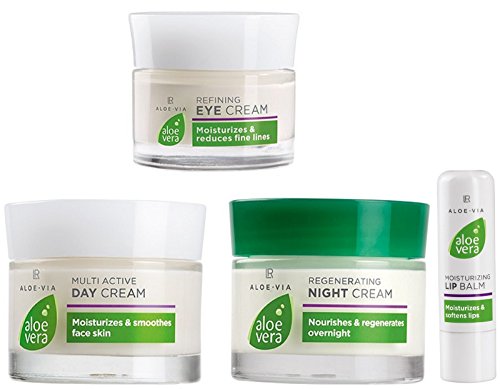 1a LR 20130 Aloe Vera Face Care Set of 4 - Day Cream 50 ml + Night Cream 50 ml + Eye Cream 15 ml + Lip Care 4.8 g