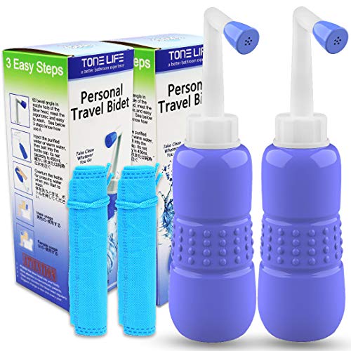 2PCS Portable bidet y viaje Bidé con la mano Held Bidet Botella para uso Personal Limpieza Botella spray portátil para limpieza del baño
