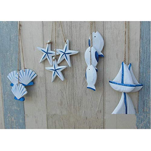 3 unids/lote Mediterráneo estrella de mar peces decoración náutica colgar adorn artesanías madera peces/decorado marino colgante decoración del hogar