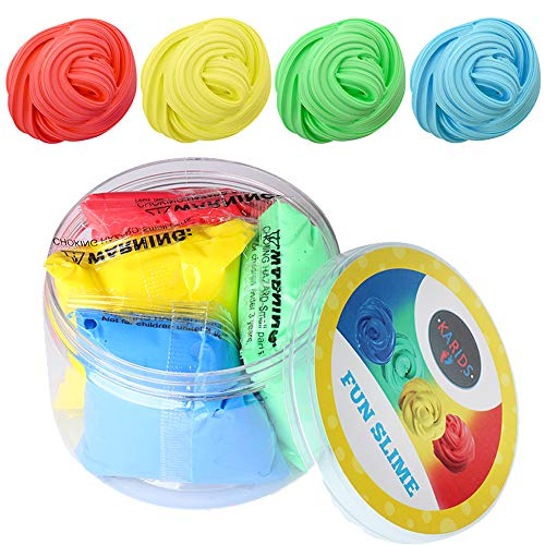 4 Colores Esponjoso Slime - Divertido, Colorido e Interactivo Juegos Libres de Estrés para Niños y Adultos - Nubes de Arcoíris Suaves, No-Pegajosas y Estirables | Azul, Verde, Amarillo, Rojo