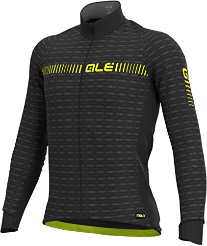 Alé Cycling Graphics PRR Green Road - Camiseta de manga larga para hombre, color negro y amarillo fluorescente, talla XXL 2020