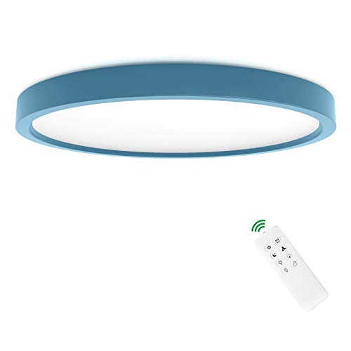 Anten Leo | Plafon led techo 24W con mando a distancia | Azul | Ø 30cm | regulable y blanco cálido a luz de día ajustable | Lámpara para la habitación de los niños.