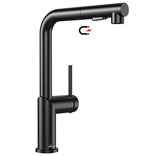 APPASO Grifo de cocina con ducha, grifo de cocina extensible, giratorio 360°, grifo mezclador con 2 tipos de chorro para cocina/autocaravana/baño Negro mate APPASO Grifo de cocina con ducha, grifo de cocina extensible, giratorio 360°, grifo mezclador con 2 tipos de chorro para cocina/autocaravana/baño Negro mate
