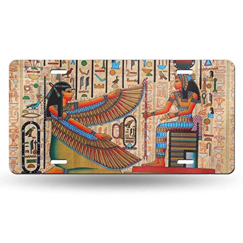 BEDKKJY Placa de matrícula Exclusiva del Antiguo Egipto Placa de matrícula Delantera Decorativa del Coche, Etiqueta de vanidad, Placa de Metal para automóviles, Placa de Aluminio de la Novedad