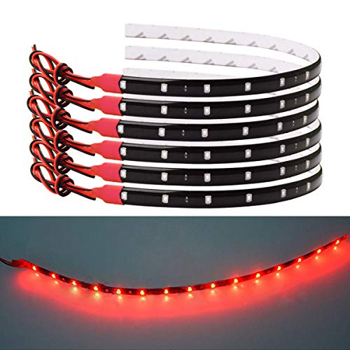 Bkinsety 10Pcs LED Tira de luz Flexible Impermeable 30CM 3528SMD Decoracion LED Luces para Inicio Cocina Dormitorio Bar Coche(Rojo)