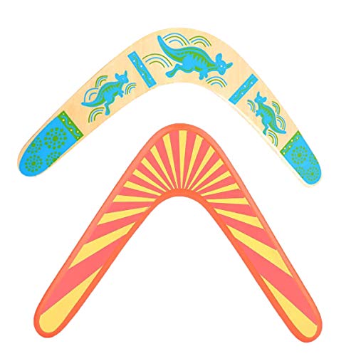 Boomerang,Guador 2 Piezas Boomerang de Madera Superduro Madera en Forma de V de Retorno Boomerang Juego Exterior de Madera para Niños Perfecto Regalo de Cumpleaños Juguetes(Dos Estilos)
